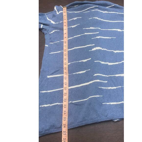 ZOZO Blue White Open Front Cardigan Sweater Women’s Size M cozy layering fall - Picture 4 of 7